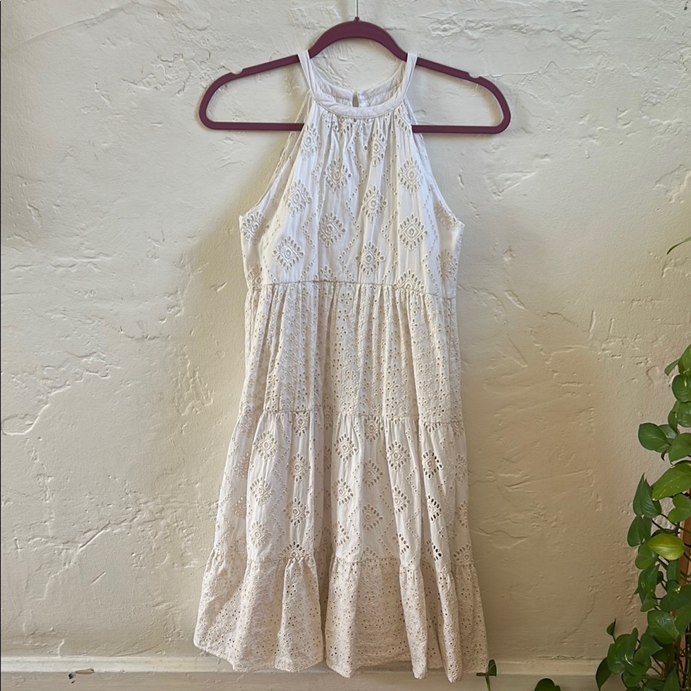 Boho Chic White Lace Halter Midi Dress